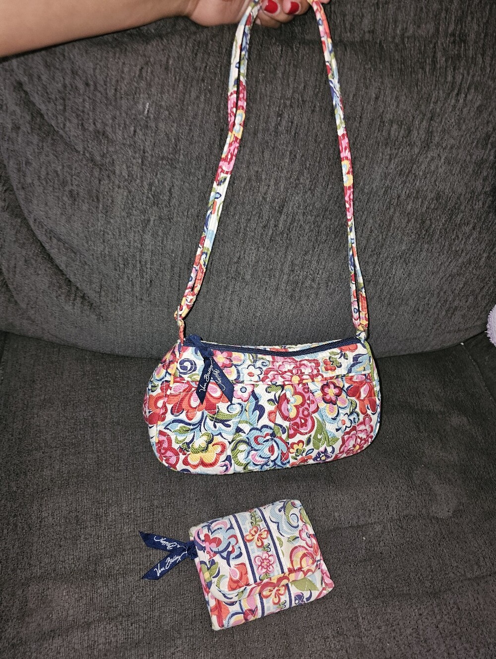 Vera Bradley Pink Multi Floral Quilted Crossbody with Matching Wallet
